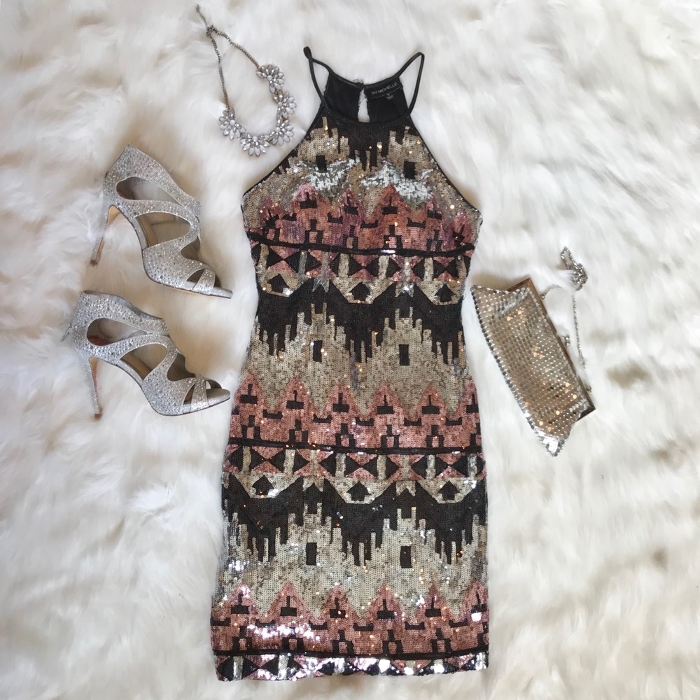 My Michelle halter sequined dress size 3